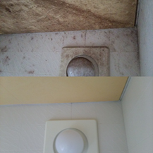 浴室壁面のクリーニング前後の比較写真1