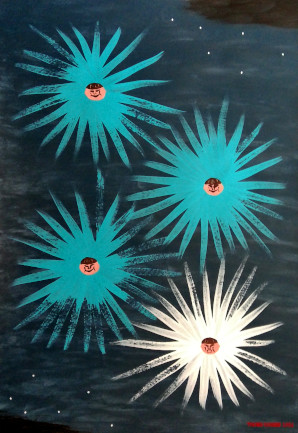 青と白の笑顔四連爆発